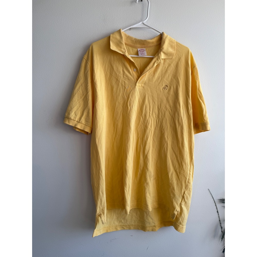 Brooks Brothers Mens Yellow Performance Polo Shirt Original‎ Fit Cotton Large